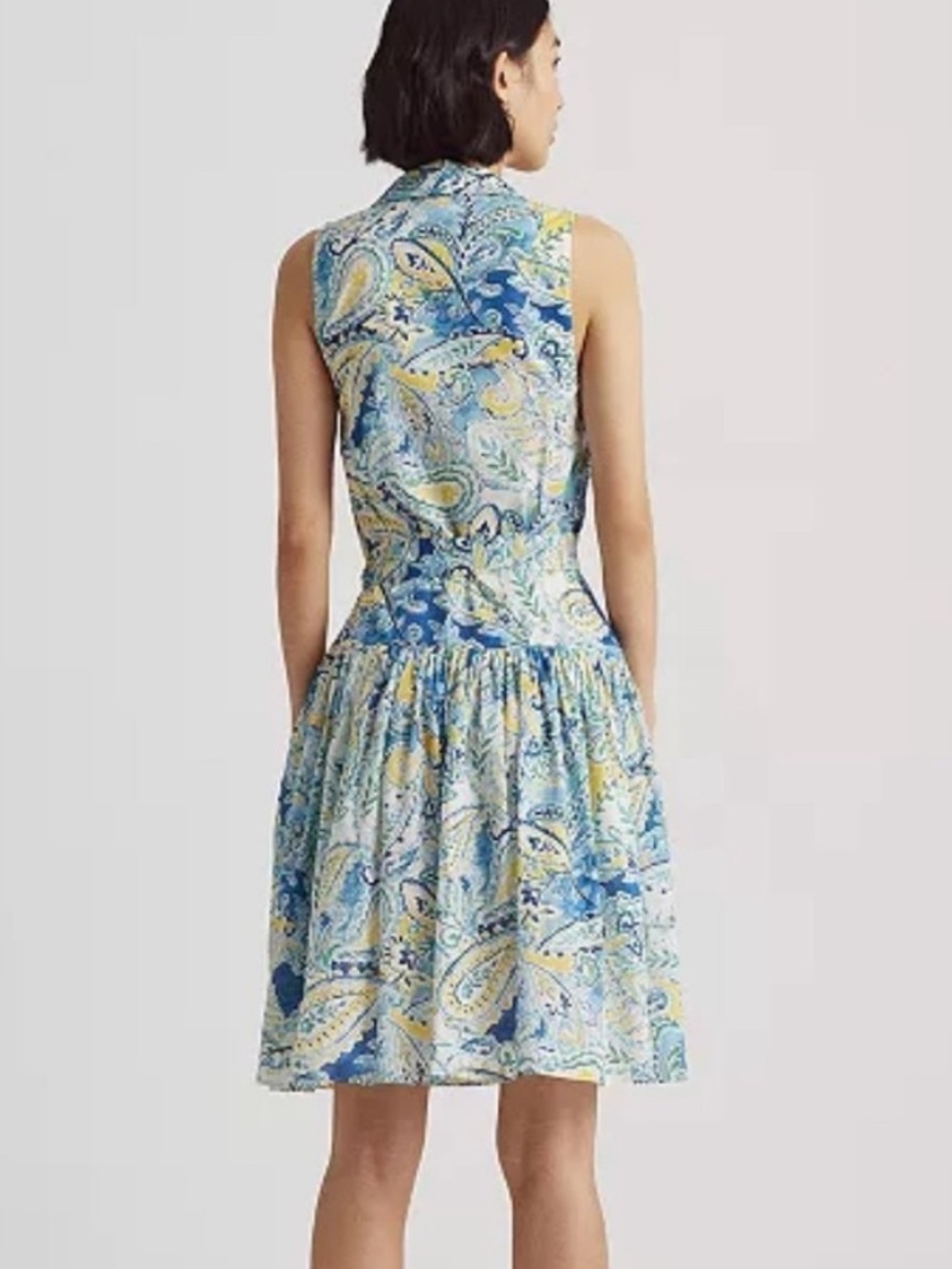 Ralph Lauren LRL Garden Party Blue & Yellow Paisley dress Sz 16 - Picture 2 of 9